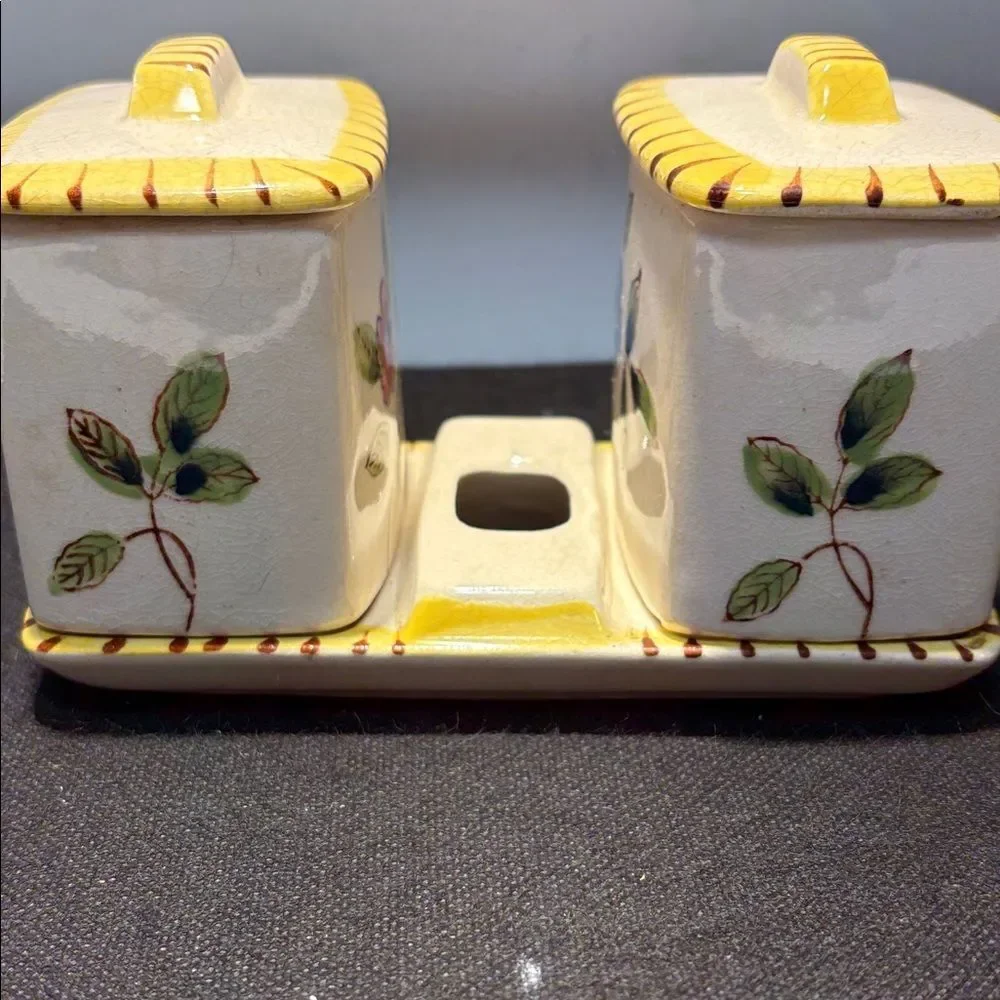 Hand-Painted Floral Ceramic breakfast Set in Yellow Accent